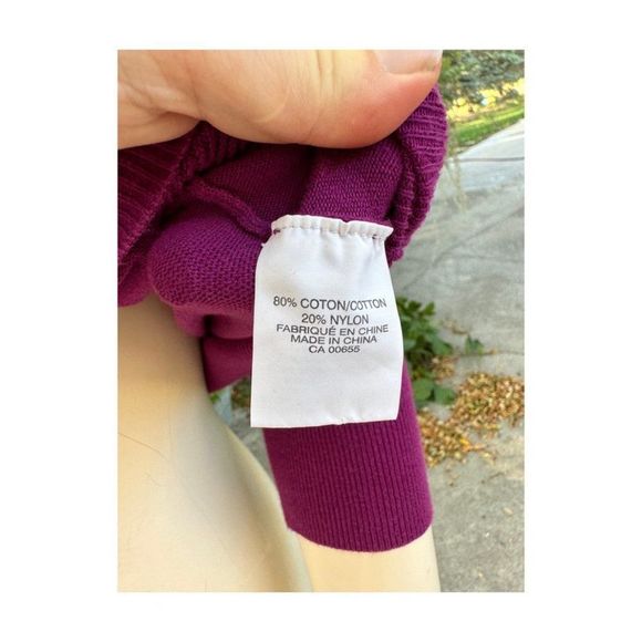 Y2K Smart Set Purple Crop Cardigan Fitted Stretch Scoop 3/4 Sleeve Button Up - Picture 7 of 7